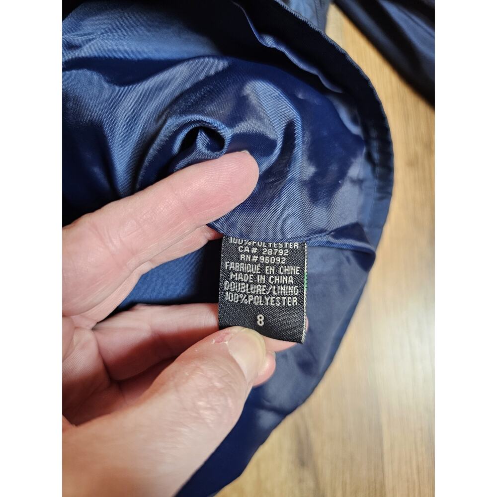 Renuar Pleated Ruffled Zip Up Jacket Women's Size 8 Blue Shiney - Picture 8 of 10